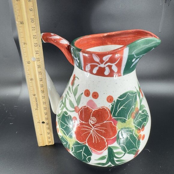 2003 Julie Ueland Pottery Stoneware Pitcher Jug Carafe Floral Pattern Enesco VTG - Picture 4 of 12